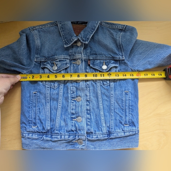 LEVI'S Women Jeans Jacket 100% Cotton Washed Blue Color With Pockets Crop XS - Picture 13 of 15